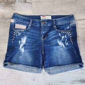 l.e.i., ashley, Jean Shorts, American Flag, Size 11